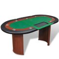 vidaXL Pokerový stôl pre 10, zóna pre dílera, držiak na žetóny, zelený