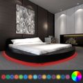 vidaXL Posteľ s matracom, LED, čierna, umelá koža 180x200 cm