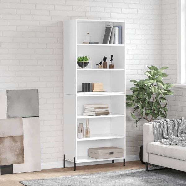 vidaXL Vysoká skrinka lesklá biela 69,5x32,5x180 cm kompozitné drevo