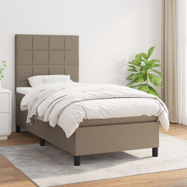 vidaXL Boxspring posteľ s matracom sivohnedý 100x200 cm látka