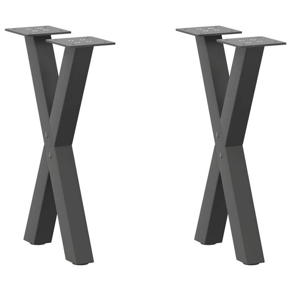 vidaXL Nohy konferenčného stolíka v tvare X, 2 ks, antracitové, 28 x (42-43) cm, oceľ
