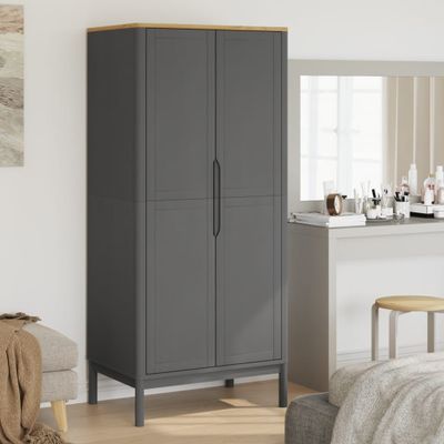 vidaXL Šatník FLORO sivý 77x53x171 cm borovicový masív