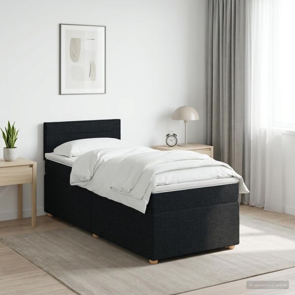 vidaXL Posteľ boxspring s matracom Čierna 90 x 200 cm Látka