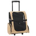 vidaXL Vozík pre domáce zvieratá 3 v 1, dizajn, pieskový, 48 x 32 x (57-106) cm, oxfordská látka