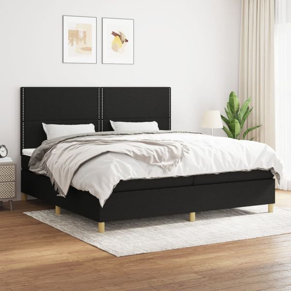 vidaXL Boxspring posteľ s matracom čierna 200x200 cm látka