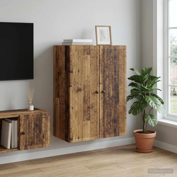 vidaXL Nástenná skrinka Staré drevo 66 x 34,5 x 90 cm Kompozitné drevo