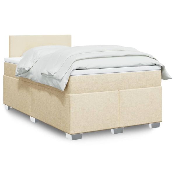 vidaXL Boxspring posteľ s matracom krémový 120x200 cm látka