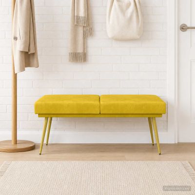 vidaXL Dvojvrstvová lavica Žltá 120 x 45 x 46 cm Zamat