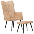 vidaXL Kreslo wingback s podnožkou krémové plátno