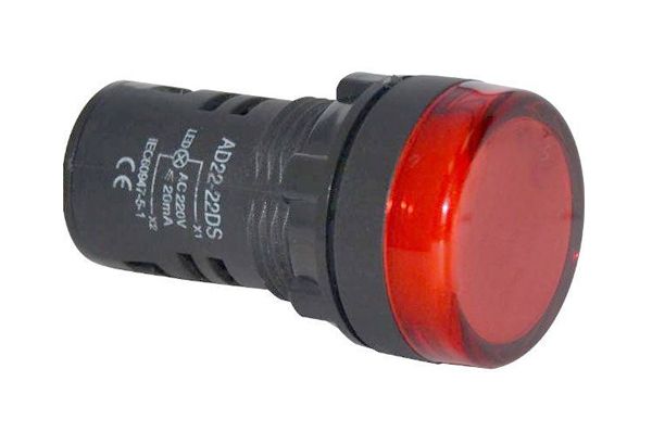 Kontrolka guľatá 230V LED červená 29mm HADEX