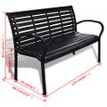 vidaXL Záhradná lavička 125 cm, oceľ a WPC, čierna