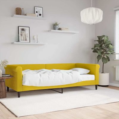 vidaXL Denná posteľ s matracom žltá 90x200 cm zamat