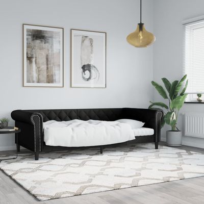 vidaXL Denná posteľ čierna 90x200 cm umelá koža