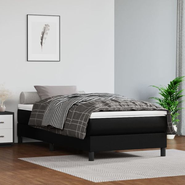 vidaXL Posteľný rám s boxspringom čierny 90x190 cm umelá koža