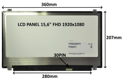 LCD PANEL 15,6'' FHD 1920x1080 30PIN LESKLÝ IPS / ÚCHYTY HORE A DOLE