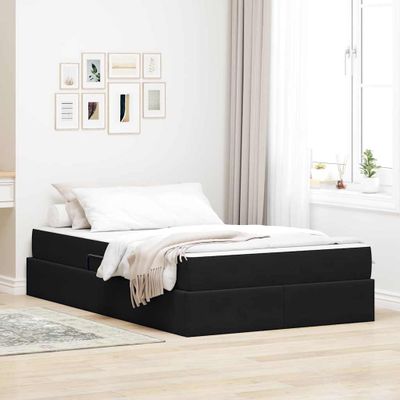 vidaXL Postel s úložným prostorem a matrací Čierna 120 x 200 cm Zamat