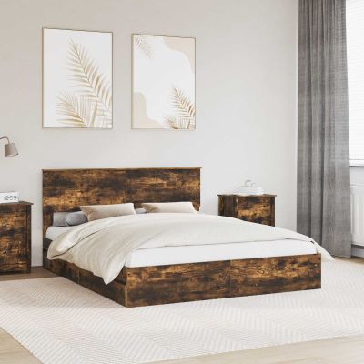 vidaXL Úložná posteľ Dymová dub 160 x 200 cm Kompozitné drevo