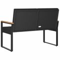 vidaXL Vonkajšia lavička 2 -Seater 107 x 61 x 80 cm polyratan Čierna