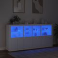 vidaXL Komoda s LED svetlami biela 202x37x100 cm