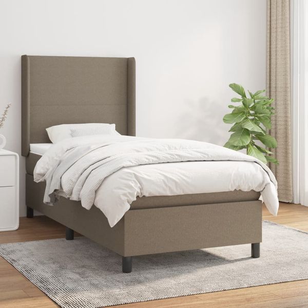 vidaXL Posteľný rám boxspring s matracom sivohnedý 90x190 cm látka