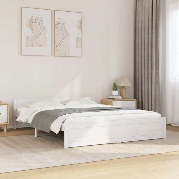 vidaXL Posteľný rám biely masívne drevo 160x200 cm