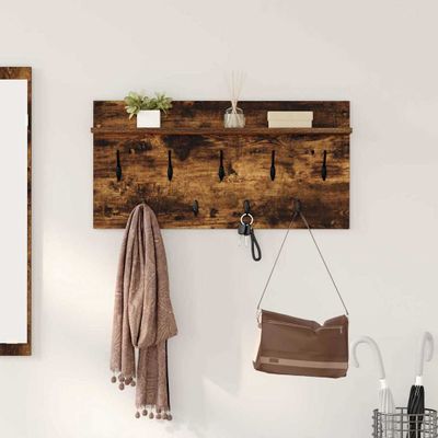 vidaXL Vešiak na stenu Dymová dub 80 x 40 x 12 cm Kompozitné drevo