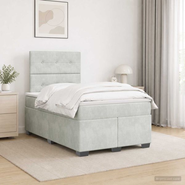 vidaXL Posteľ boxspring s matracom Svetlosivá 120 x 200 cm Zamat