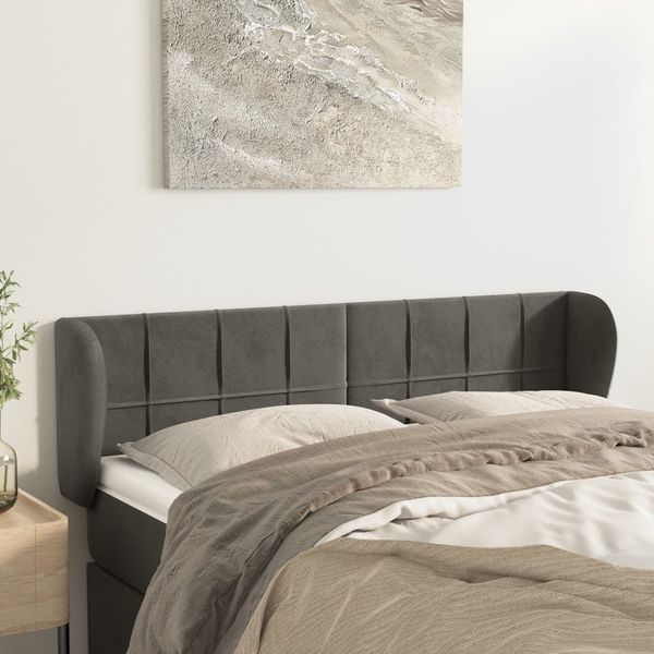vidaXL Čelo postele so záhybmi tmavosivé 147x23x78/88 cm zamat