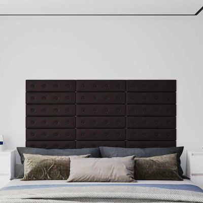 vidaXL Nástenné panely 12 ks čierne 60x15 cm umelá koža 1,08 m²
