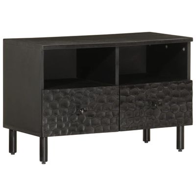 vidaXL TV skrinka, čierna 70x33x46 cm, mangový masív