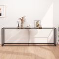 vidaXL Konzolový stolík priehľadný 220x35x75,5 cm tvrdené sklo