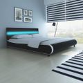 vidaXL Posteľ+matrac, pamäťová pena, LED, čierna, umelá koža 180x200cm