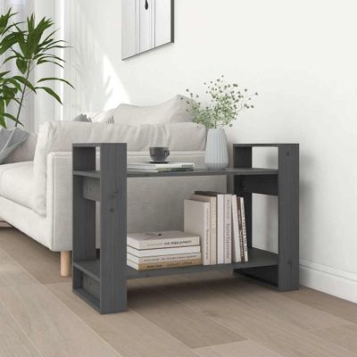 vidaXL Knižnica/deliaca stena sivá 80x35x56,5 cm masívna borovica