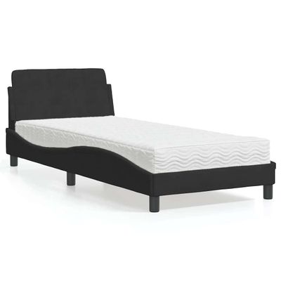 vidaXL Posteľ s matracom Dover čierny 80x200 cm zamat