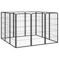 vidaXL Ohrádka pre psov 12 panelov čierna 50x100 cm práškovaná oceľ
