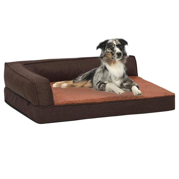 vidaXL Ergonomický matrac pre psa 90x64 cm ľanový vzhľad flís hnedý