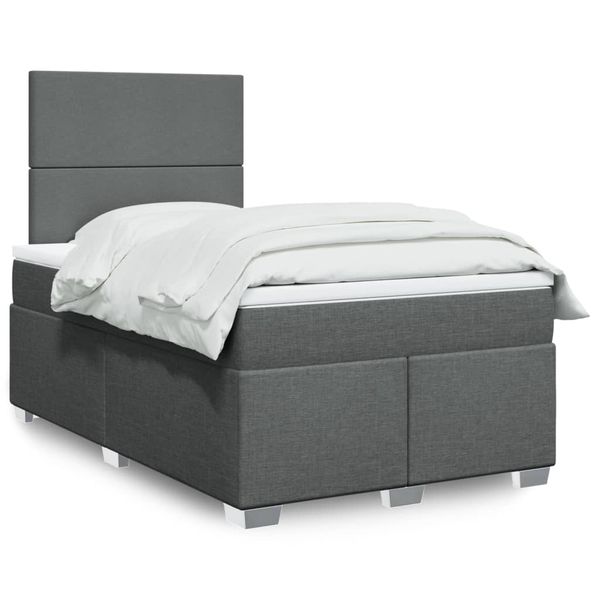 vidaXL Boxspring posteľ s matracom tmavosivý 120x200 cm látka
