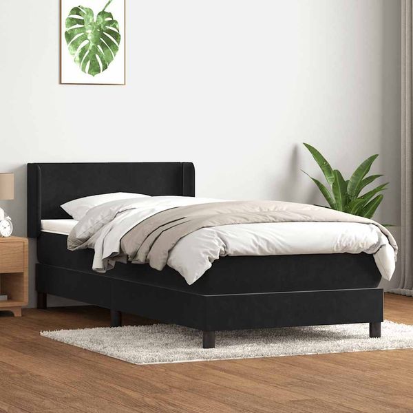 vidaXL Box Spring Posteľ s matracom Čierna 100x210 cm Zamat