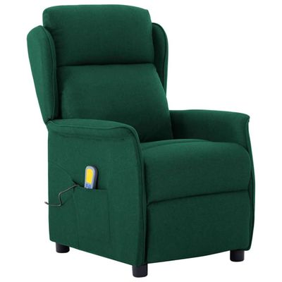vidaXL Masážne kreslo Tmavozelená 93.5 x 67.5 x 101.5 cm látka