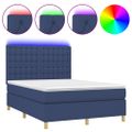 vidaXL Posteľ boxsping s matracom a LED modrá 140x200 cm látka