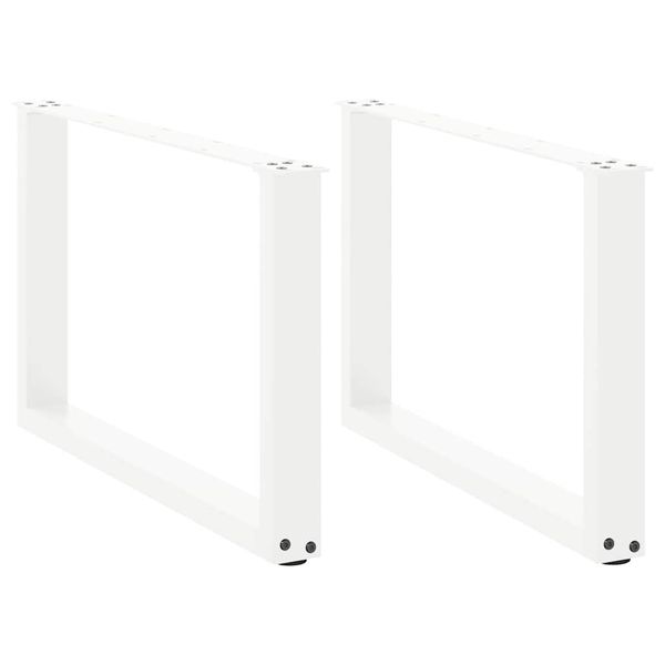 vidaXL Nohy konferenčného stolíka v tvare U, 2 ks, biele, 70 x (42-43) cm, oceľové