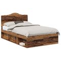 vidaXL Rám postele Staré drevo 135 x 190 cm Masívne borovicové drevo
