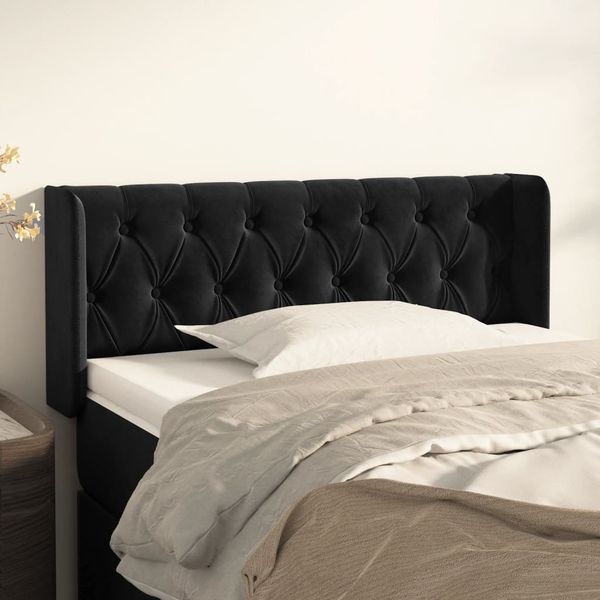 vidaXL Čelo postele so záhybmi čierne 93x16x78/88 cm zamat
