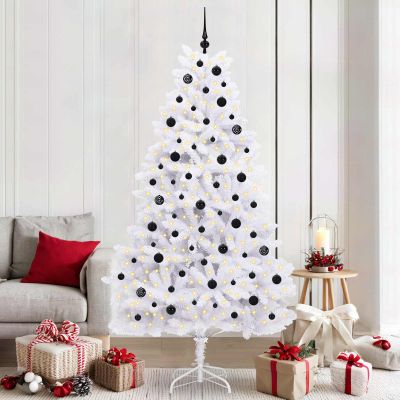vidaXL Umelý Sklápací Vianočný Stromček Biela 210 cm PVC a oceľ