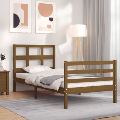 vidaXL Rám postele s čelom medovohnedý 100x200 cm masívne drevo