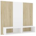 vidaXL Nástenná TV skrinka biela a sonoma 102x23,5x90 cm sprac. drevo