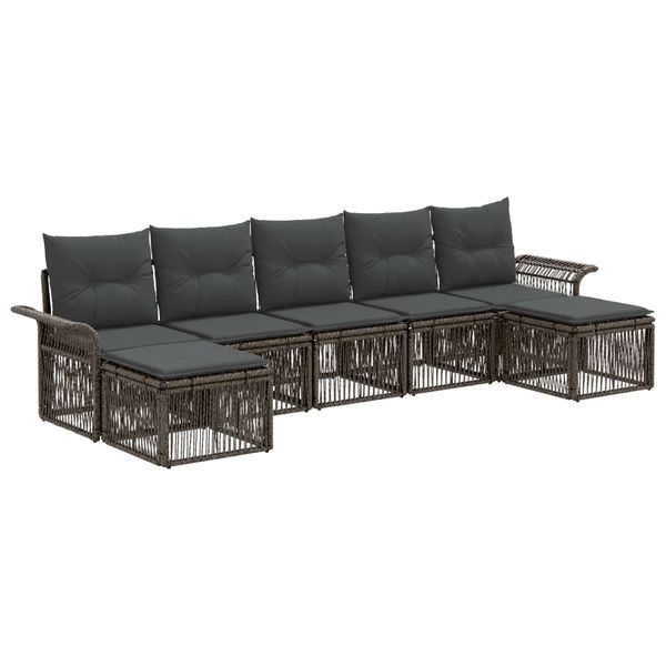 vidaXL Súprava záhradných pohoviek 7 pcs Sivá polyratan