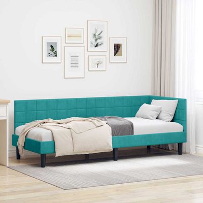vidaXL Rohový rám postele Tyrkysová 80 cm x 200 cm Zamat