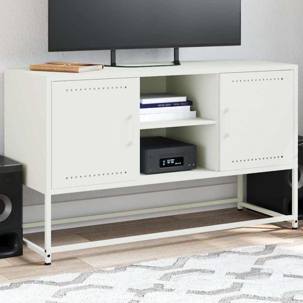 vidaXL TV skrinka biela 100,5x39x60,5 cm oceľ