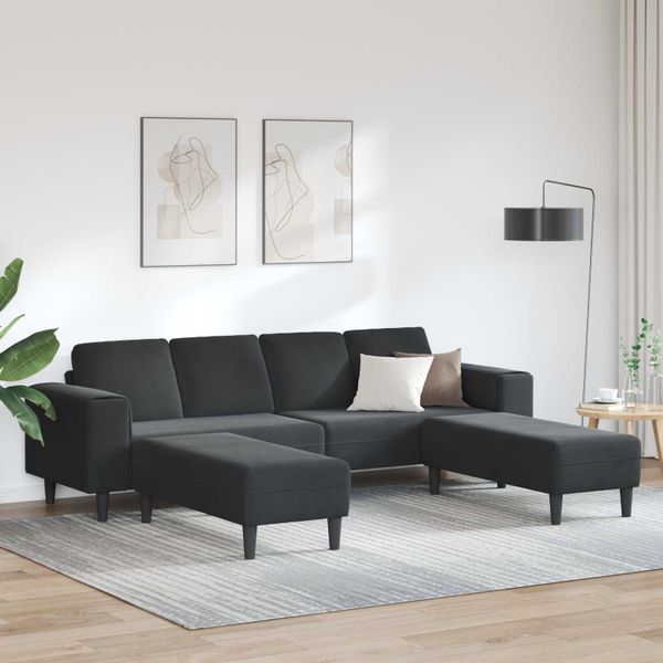 vidaXL Pohovka do obývačky 3 pcs Čierna 250 x 188 x 76 cm